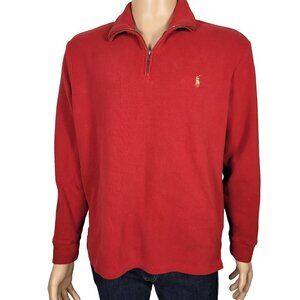Polo Ralph Lauren Men's 100% Cotton Double Knit 1/4 Zip Red Pull Over Size L